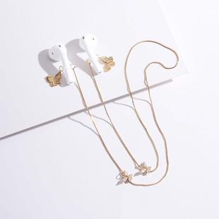 Universal Anti-lost Chain for Wireless Earphones Sweet and Simple Commuter Zircon Butterfly Anti-lost Necklace(Golden)