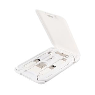 Data Cable Card Storage Box with Mobile Phone Holder & Card Picking Pin(White)