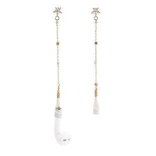 2 PCS Bluetooth Headset Anti-lost Ear Chain Wild Pearl Zircon Flower Chain Earrings(Golden)