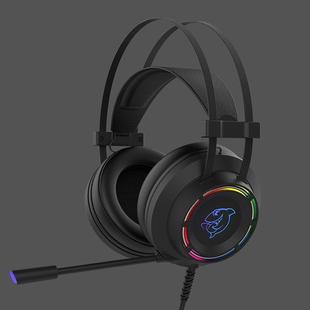 Ajazz DHG160 Computer Gaming Headset Head-mounted Game 7.1-channel Listening to the Sound Super Bass with Wheat(Black)