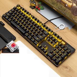 Ajazz 104 Keys Yellow Color Desktop Computer Notebook Gaming Wired Mechanical Keyboard, Cable Length: 1.5m, Style:Red Shaft(Black)