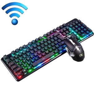 620 Wireless Charging Luminous Gaming Manipulator Keyboard and Mouse Set(Black Rainbow Light Square Cap)