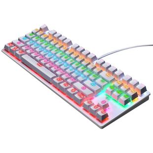 LEAVEN K550 87 Keys Green Shaft Gaming Athletic Office Notebook Punk Mechanical Keyboard, Cable Length: 1.8m(White)