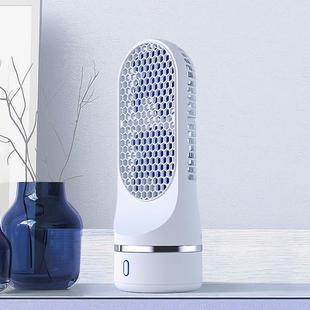 Automatic Shaking Head Tower Fan Desktop USB Charging Double Spiral Fan(White)