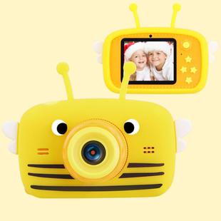 HoneyBee Children Toy Camera HD Front and Rear Dual-lens Camera Cartoon Digital Camera(Yellow)