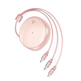 3 in 1 8 Pin + Micro USB + USB-C / Type-C Creative Telescopic Data Cable Fast Charging Cable, Cable Length: 1m(Snow Cherry Pink)