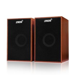 SADA USB Mini Wooden Super Bass Wired Speakers for Laptop / Desktop / Smart Phone, with 3.5mm AUX