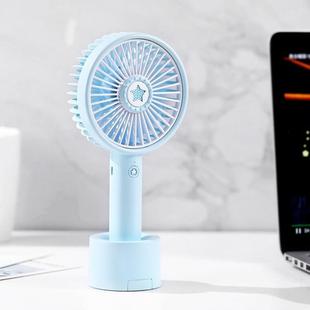 USB Portable Outdoor Mini Fan with Mobile Phone Holder Night Light Small Fan(Sky Blue)
