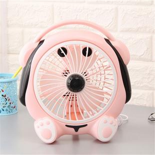 Mini Fan Student Dormitory Cartoon Music Dog Small Fan Office Desktop Desk Fan, Plug Type:CN Plug(Pink)