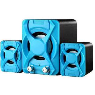 Wired Computer Speaker Subwoofer Stereo Bass USB 2.1 Speaker 3D Atmosphere PC Portable Speakers for Laptop Notebook Computer(blue)