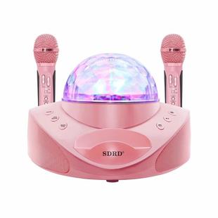 SDRD SD-308 2 in 1 Family KTV Portable Wireless Live Dual Microphone + Bluetooth Speaker(Pink)