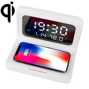 RT1 10W QI Universal Multi-function Mobile Phone Wireless Charger with Alarm Clock & Time / Calendar / Temperature Display(White)
