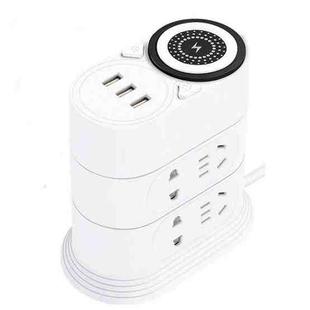 Mobile Phone Wireless Charging Socket Creative Smart USB Power Strip Multi-Function Desktop Vertical Power Strip, CN Plug, Specification: 0.8 Meters, Style:3 Layer(White)