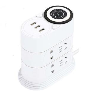 Mobile Phone Wireless Charging Socket Creative Smart USB Power Strip Multi-Function Desktop Vertical Power Strip, CN Plug, Specification: 5 Meters, Style:3 Layer(White)