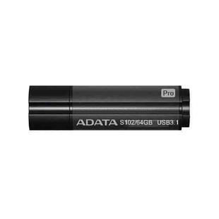 ADATA S102 High Speed USB3.1 Computer Storage Metal USB Disk, Capacity: 64GB(Black)