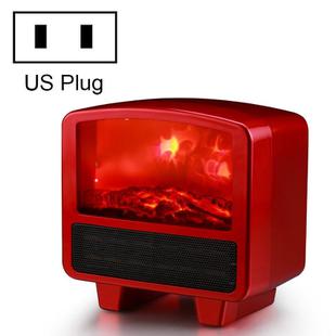 Home Office Small 3d Flame Desktop Fireplace Heater, Plug Type:US Plug(Red)