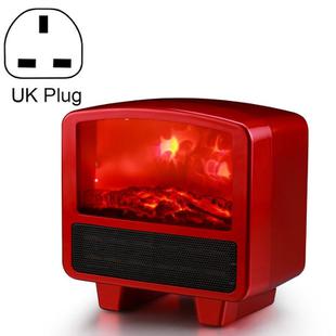 Home Office Small 3d Flame Desktop Fireplace Heater, Plug Type:UK Plug(Red)