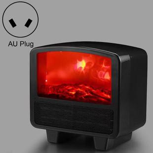 Home Office Small 3d Flame Desktop Fireplace Heater, Plug Type:AU Plug(Black)