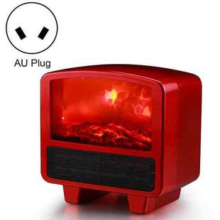 Home Office Small 3d Flame Desktop Fireplace Heater, Plug Type:AU Plug(Red)