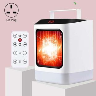 Desktop Heater With Cooling And Heating Dual Purpose Heater With Colorful Night Light Function, Style: With Remote Control, Plug Type:UK Plug