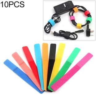 10 PCS Candy-colored Power Cord Hook and Loop Fastener Strip, Random Color Delivery, Size:180 x 20mm