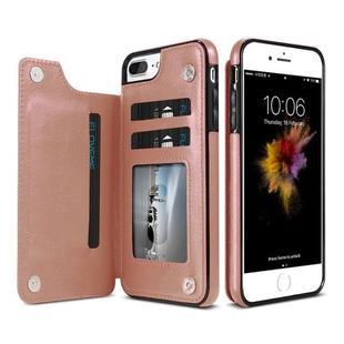For iPhone XR Retro PU Leather Case Multi Card Holders Phone Case(Rose Gold)