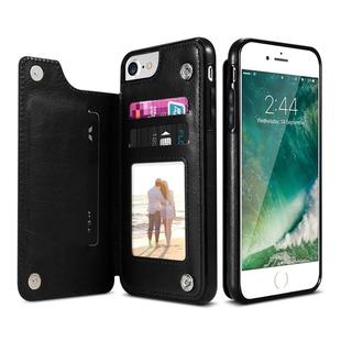 For iPhone XS Max Retro PU Leather Case Multi Card Holders Phone Cases (Black)