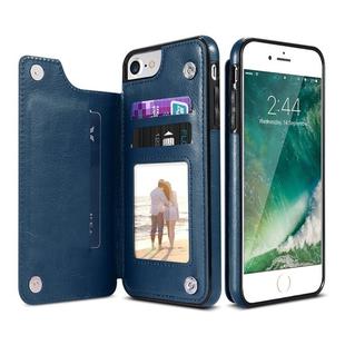 For iPhone XS Retro PU Leather Case Multi Card Holders Phone Cases(Blue)