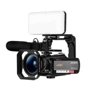 ORDRO AC5 4K HD Night Vision WiFi 12X Optical Zoom Digital Video DV Camera Camcorder, Style:Standard+  Microphone + Fill Light(Black)
