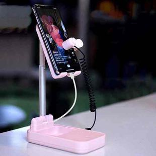 Lazy Desktop Mobile Phone Screen Live Broadcast Bracket Liker With Power Bank Function, Style:One Machine with One Ports(Pink)