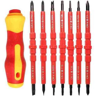 7 in 1 Bit Insulation Multipurpose Repair Tool Screwdriver Set(Red)