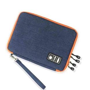 Double Layer Digital Storage Bag Data Cable Finishing Bag Elastic Waterproof Portable Electronic Storage Bag, Size:28x20x3.5cm(Blue)