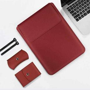 11-12 inch  For Apple Laptop Liner Bag Four-Piece Storage Bag(Warm Red)