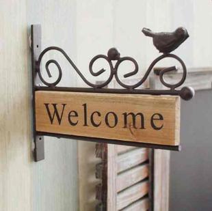 A20-AL1899  Country Pastoral Iron Birds Welcome Doorplate Wall Decoration Photography Props