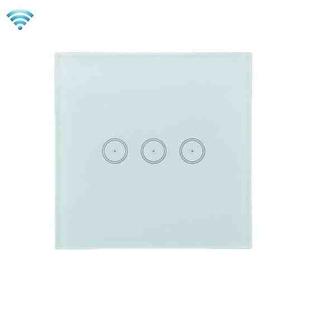 Wifi Wall Touch Panel Switch Voice Control Mobile Phone Remote Control, Model: White 3 Gang (Zero Firewire Wifi)