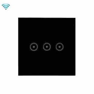 Wifi Wall Touch Panel Switch Voice Control Mobile Phone Remote Control, Model: Black 3 Gang (Zero Firewire Wifi )
