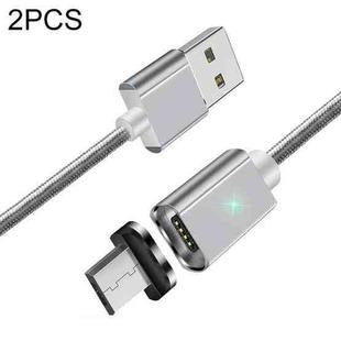 2 PCS ESSAGER Smartphone Fast Charging and Data Transmission Magnetic Cable with Micro USB Magnetic Head, Cable Length: 2m(Silver)