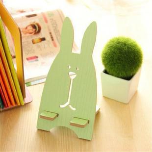 4 PCS Cartoon Rabbit cCandy Color Wooden Phone Holder(Green)