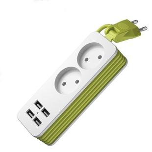 Power Strip 1/2 EU Plug 4 USB Port 1200W 250V 1.5m Cable Wall Portable Multiple Socket EU Plug Outlets(2 OUTLET 4USB)