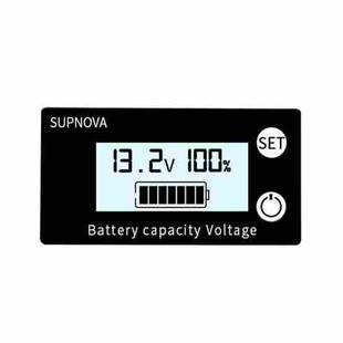 SUPNOVA DC 8-100V Battery Capacity Indicator Voltmeter Voltage Gauge,Style: White + Alarm + Temperature