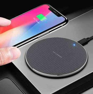 2pcs K8 10W Universal Aluminum Alloy Mobile Phone Wireless Charger, Specification:with 1m Cable(Black)