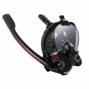 Snorkeling Mask Double Tube Silicone Full Dry Diving Mask Adult Swimming Mask Diving Goggles, Size: L/XL(Black/Black)