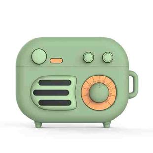 2 PCS Retro Radio Shape Protective Cover Silicone Case for AirPods Pro, Colour: Matcha Green