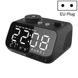 M9 Wireless Bluetooth Speaker Multifunctional Desktop Alarm Clock Support TF Card & U Disk & AUX EU Plug(Black)