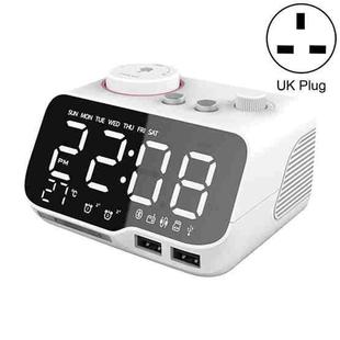 M9 Wireless Bluetooth Speaker Multifunctional Desktop Alarm Clock Support TF Card & U Disk & AUX UK Plug(White)