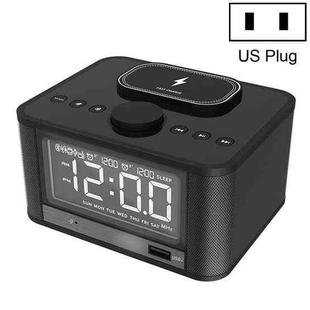 M7-QI Wireless Charging Clock Bluetooth Audio Support TF Card & U Disk & AUX US Plug(Black)