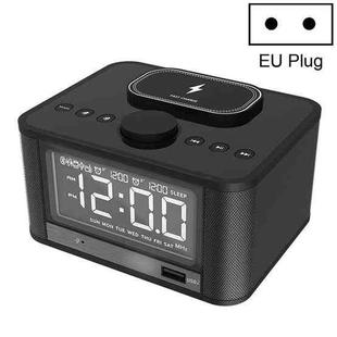 M7-QI Wireless Charging Clock Bluetooth Audio Support TF Card & U Disk & AUX EU Plug(Black)