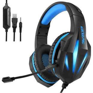 ERXUNG J5 Head-Mounted Gaming Headset Wire-Controlled Desktop Computer Gaming With Microphone  Luminous Headset(Black Blue)