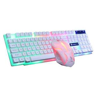 LIMEIDE GTX300 1600DPI 104 Keys USB Rainbow Suspended Backlight Wired Luminous Keyboard and Mouse Set, Cable Length: 1.4m(White)