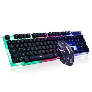 LIMEIDE GTX300 1600DPI 104 Keys USB Rainbow Suspended Backlight Wired Luminous Keyboard and Mouse Set, Cable Length: 1.4m(Black)